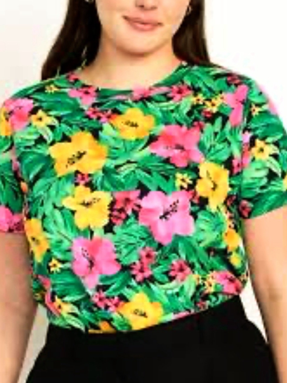 Old Navy Floral Crewneck Short-Sleeve Tee - Green, Pink & Yellow